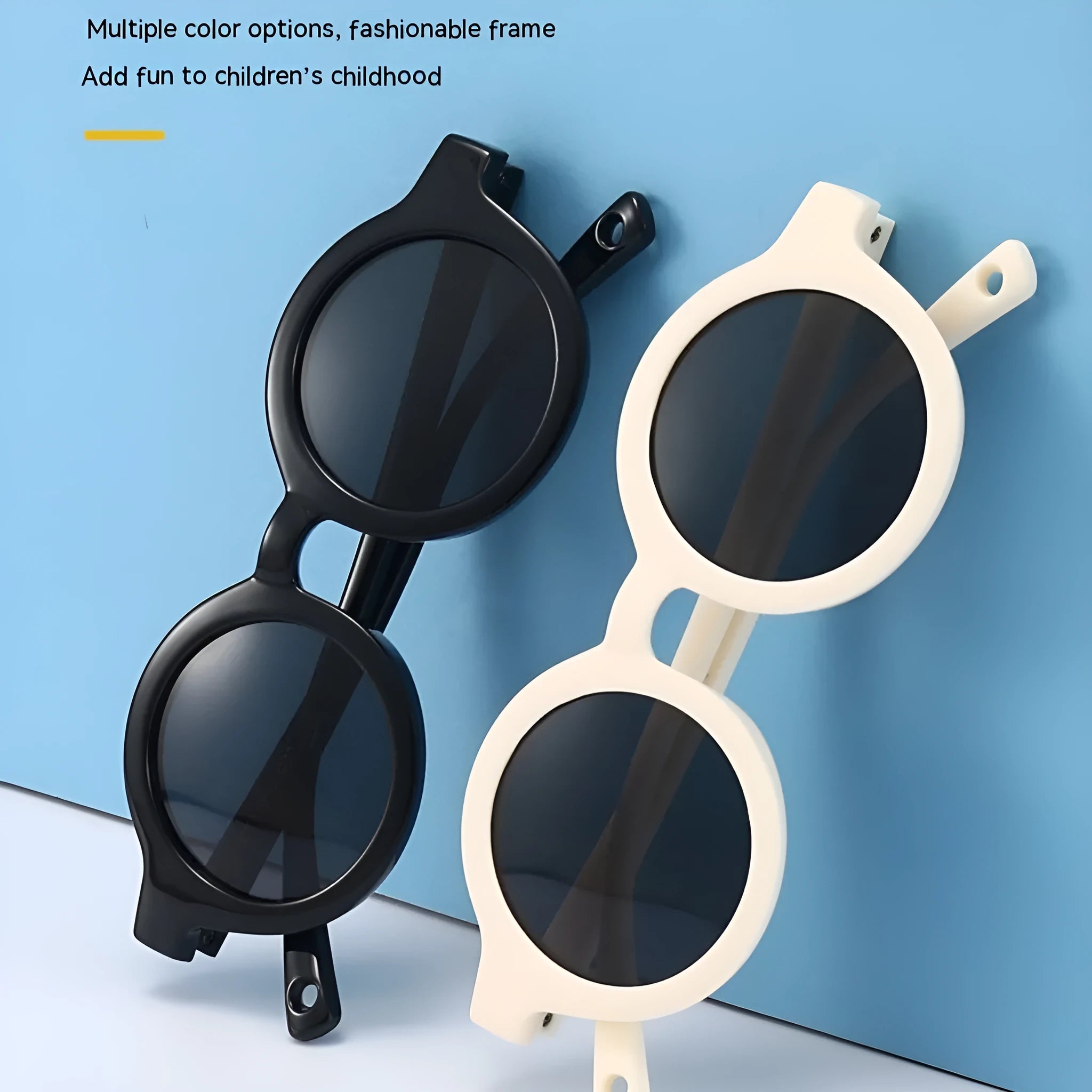 Children's silicone sunglasses with round frames and polarised lenses for 0-3 year old UV protection