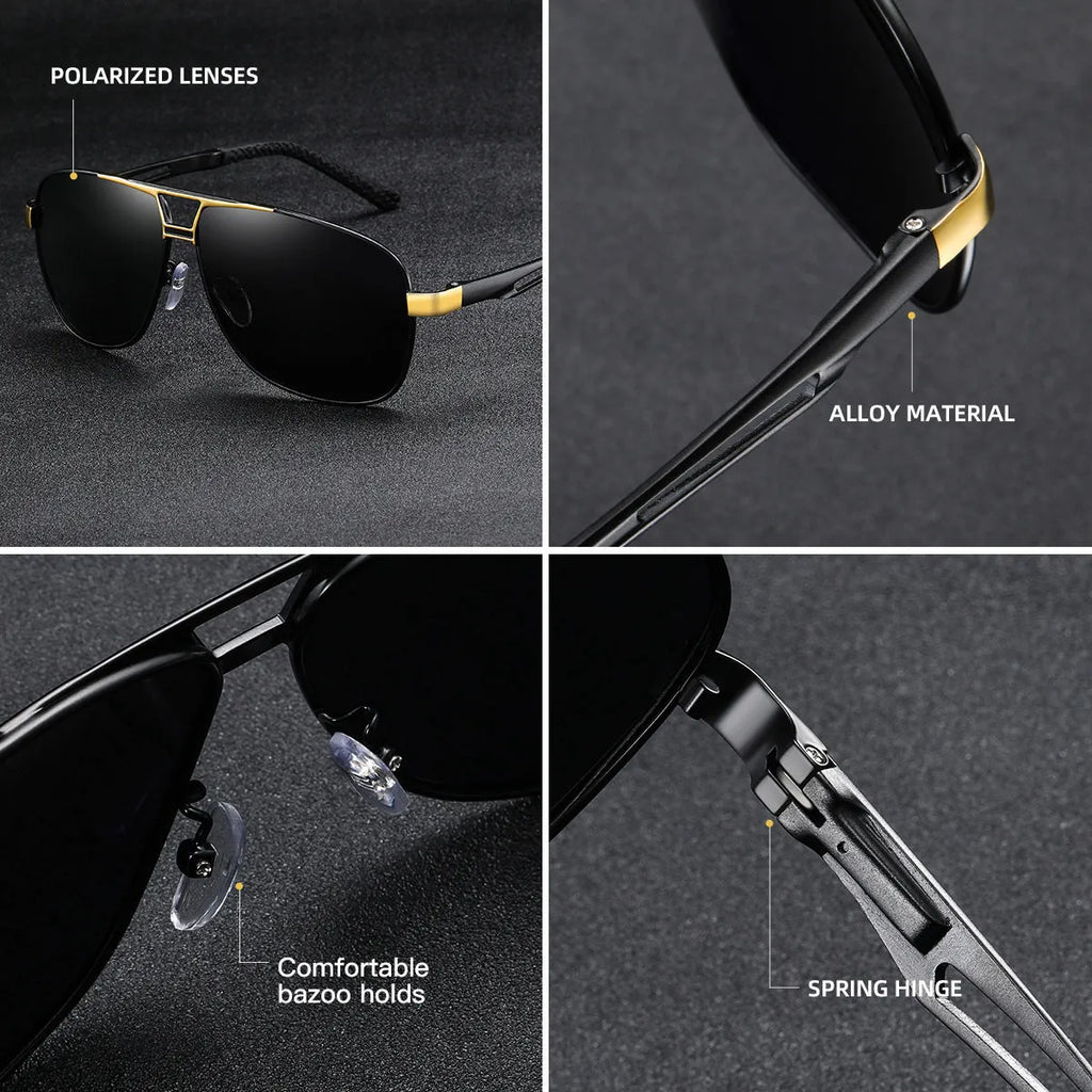 Men's orange red aviator sunglasses with polarised lenses and metal frame.