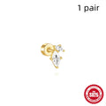 S925 sterling silver flat column threaded cartilage ear bone stud in gold finish.