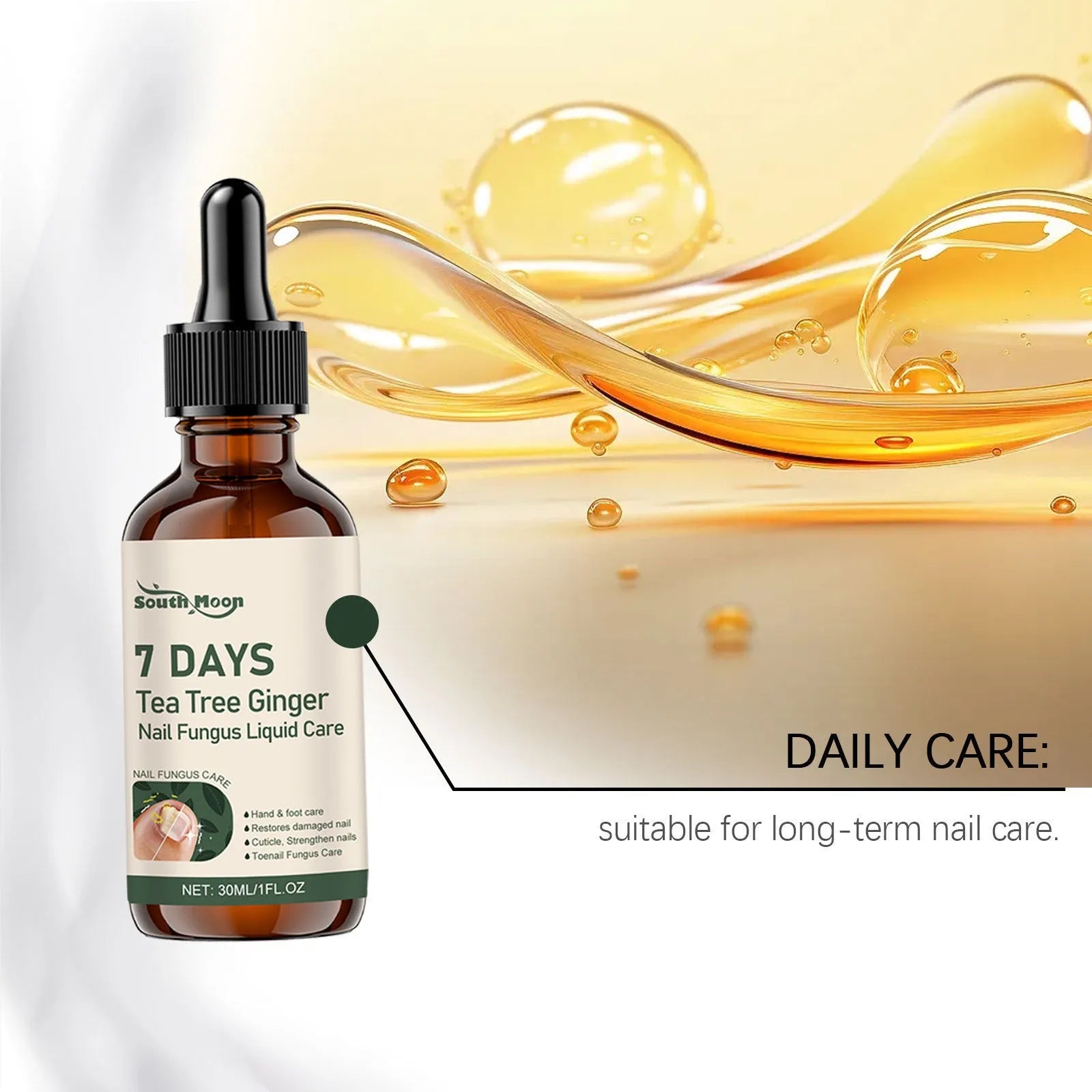 30ml bottle of mild nail care solution for daily brightening and nourishment
