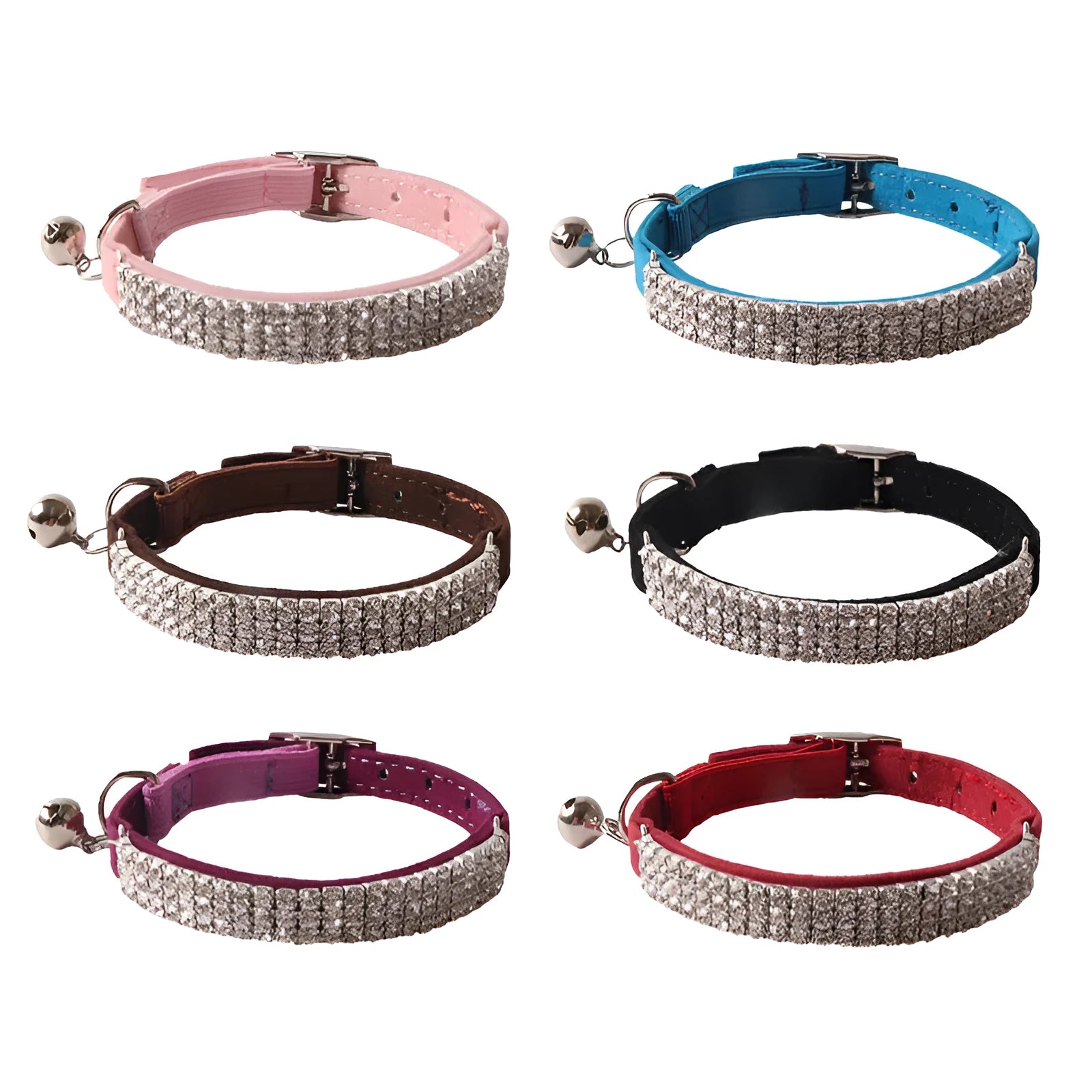 Flocking material cat collar with elastic buckle in seven colour options