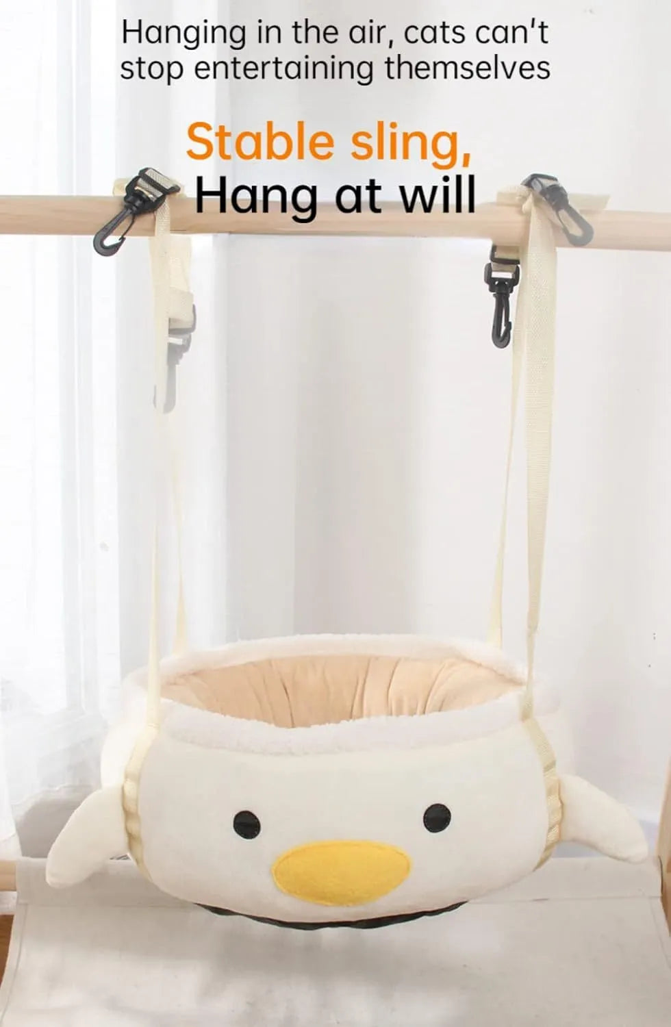 Green dinosaur-shaped cat bed shown both flat and hanging as a hammock for small cats.