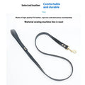 Black PU leather pet traction belt with metal chain rings for lead attachment