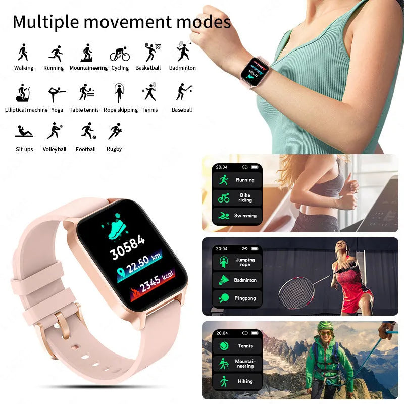 Smart health detection watch with TFT color screen showing heart rate and blood oxygen data on wrist
