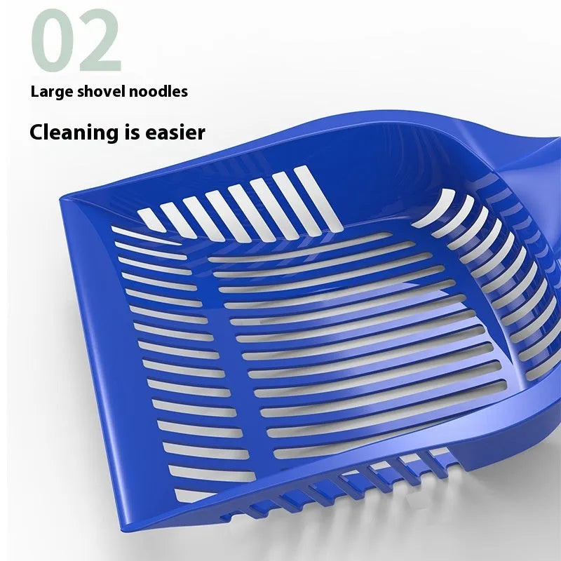 Red, yellow, and blue PP plastic cat litter scoops in small and medium sizes for cleaning plastic toilets