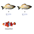 USB rechargeable electronic jumping fish cat toy in multicolour, 30cm long.