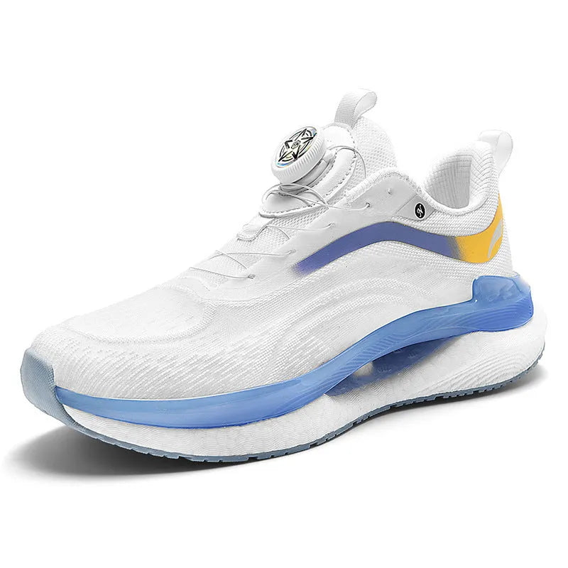 Men's high-top breathable running shoes in cotton candy colour with mesh construction and composite sole