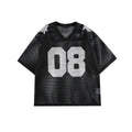 Black half sleeve casual shirt with white letter print, loose fit pullover style
