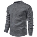 Fleece-lined thick round neck knitted undershirt for men in winter casual straight fit synthetic blend, five colour options