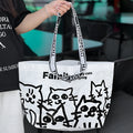 Waterproof PP woven handbag with colour printed snakeskin pattern for clothing and cosmetics carry