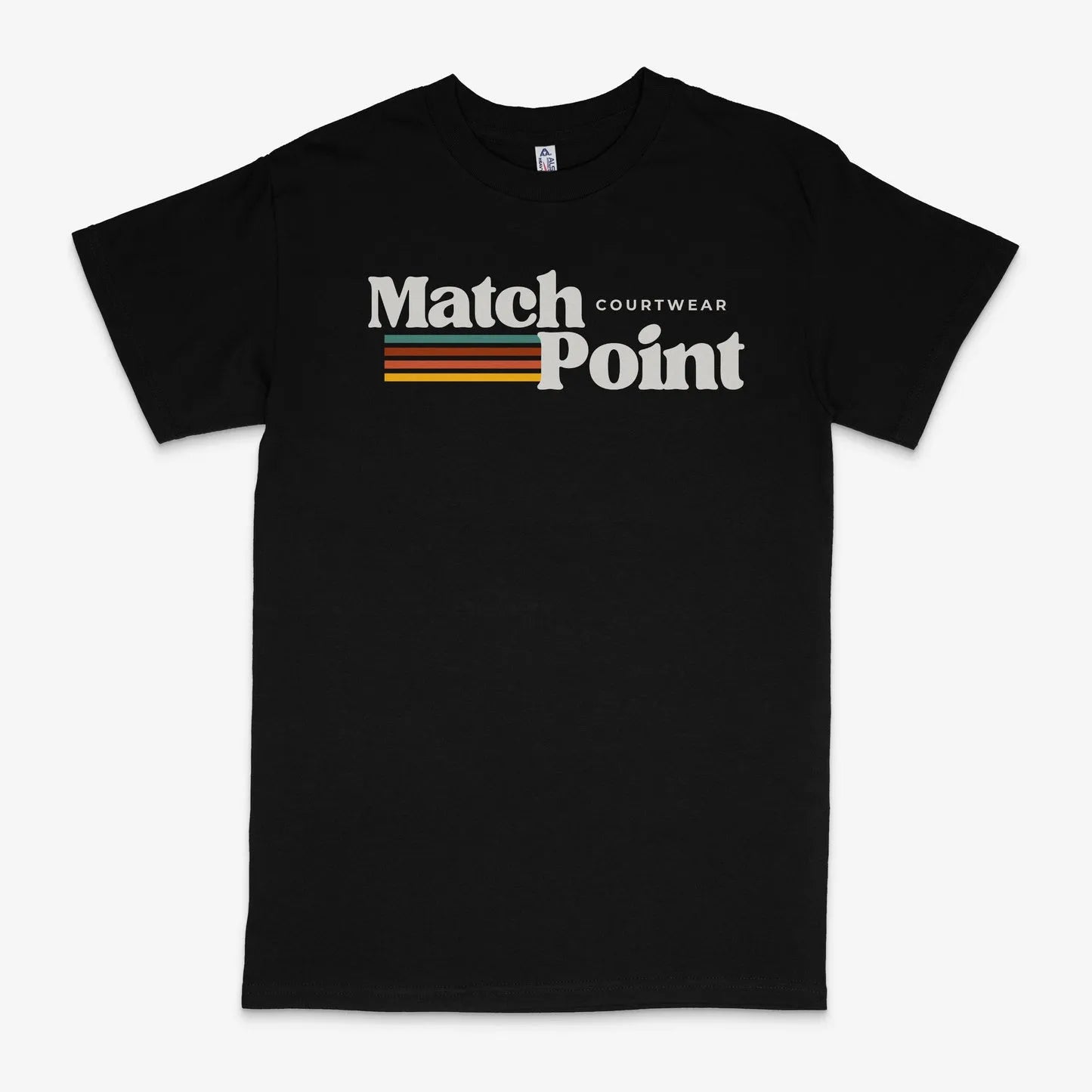 Black men's t-shirt with 3D digital printed text pattern, short sleeves and round neck