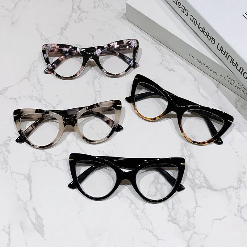 Women's large cat's eye frame presbyopic glasses with dragon and phoenix decoration in multiple colour options