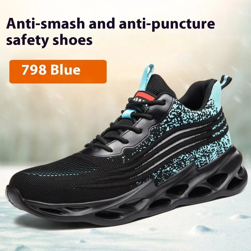 Brown labour protection shoes with leather upper and rubber sole for workplace safety
