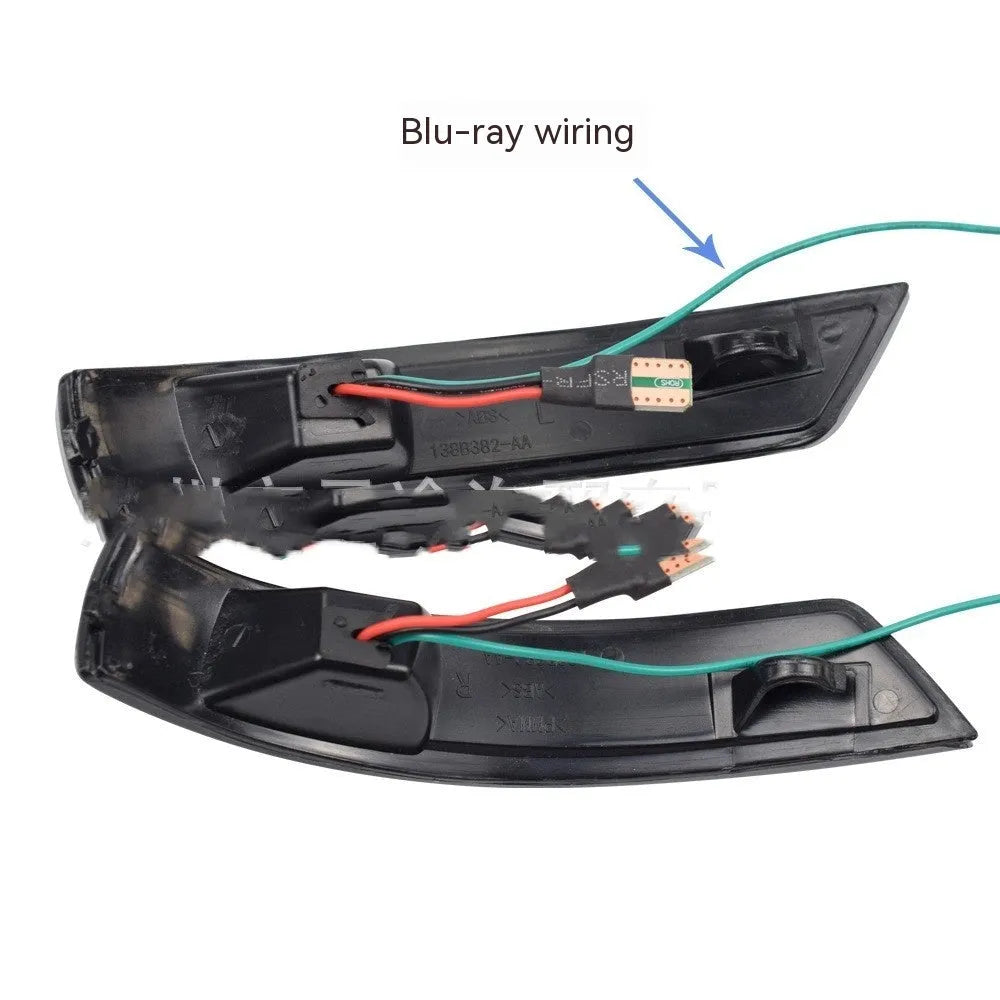 Ford Focus Mondeo rearview mirror LED waterfall light strip in yellow and blue two-tone option