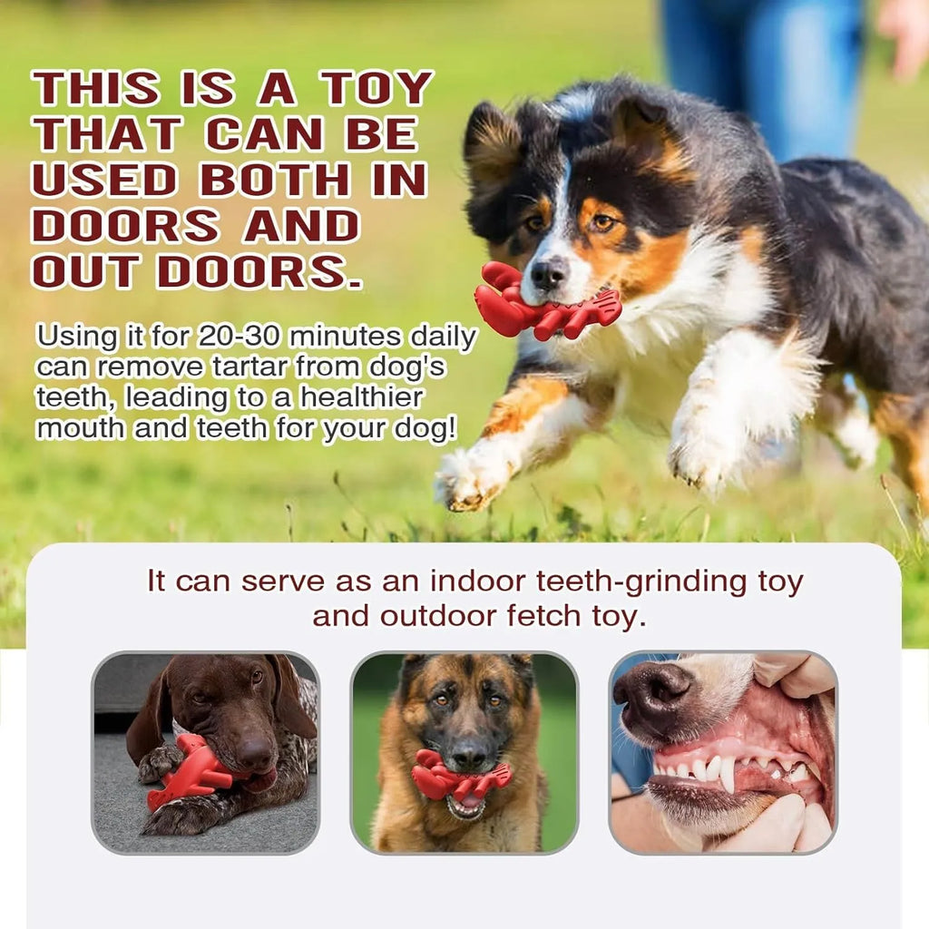 Red nylon dog chew toy for large dogs with bone design for aggressive chewers