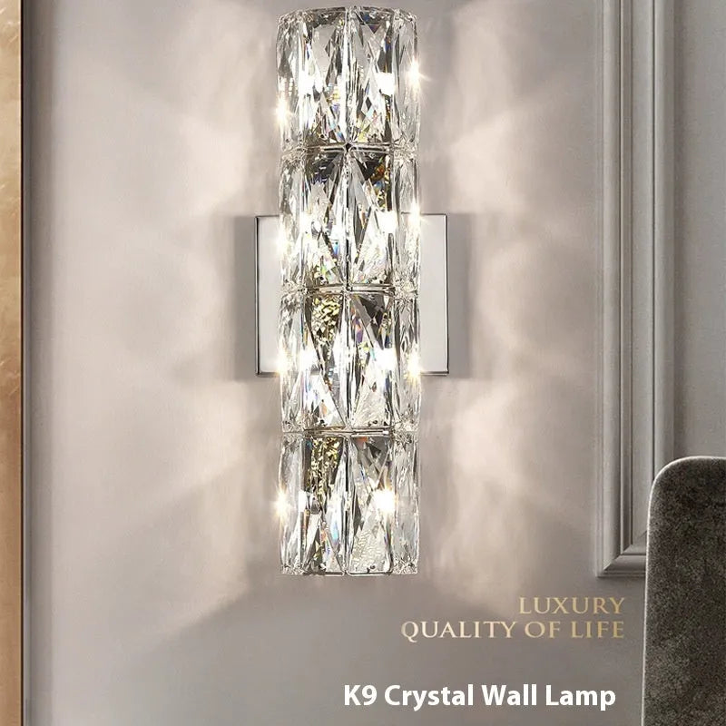 Crystal wall lamp in chrome or gold finish, available in 200mm, 300mm, 400mm, 600mm and 1000mm lengths