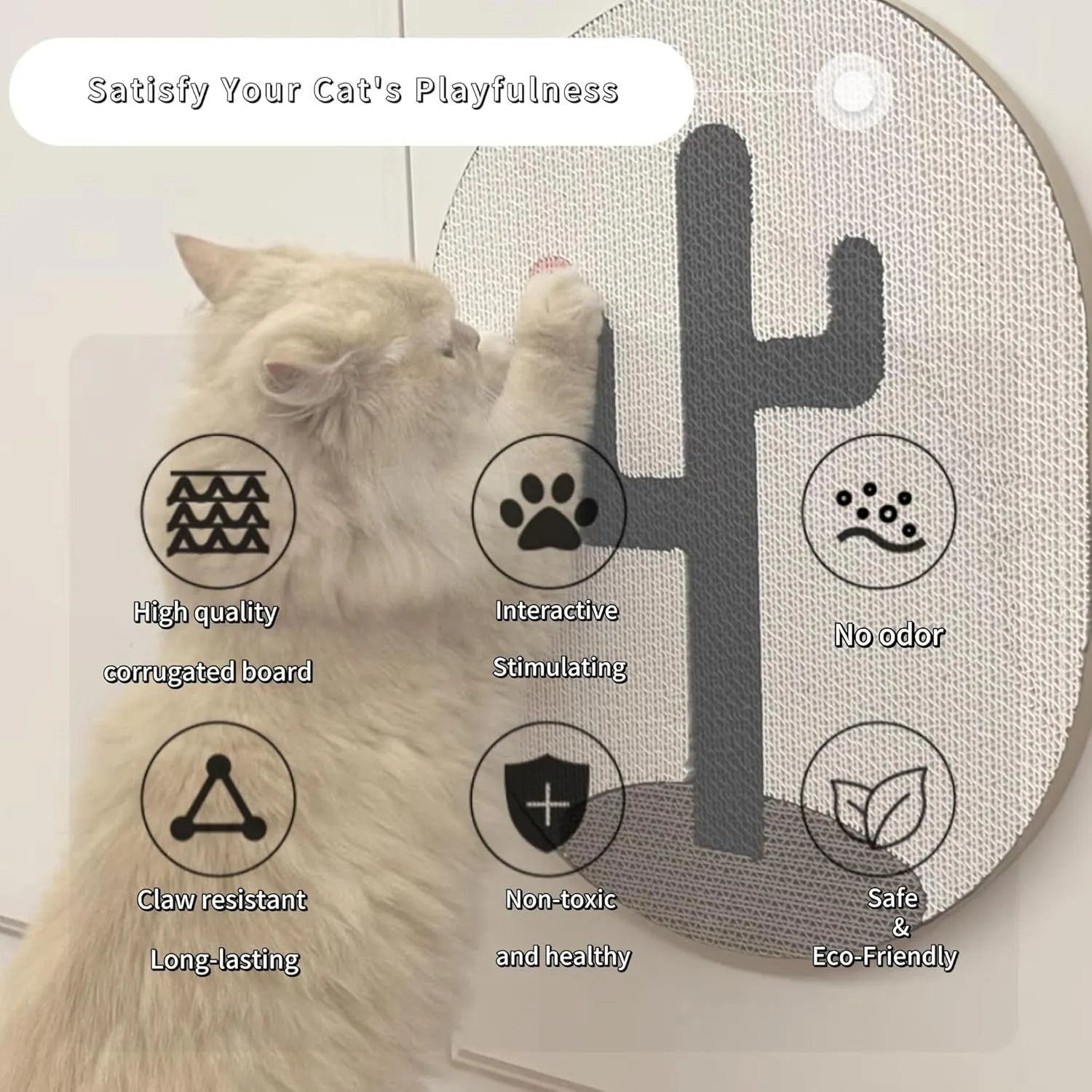 Wall mounted vertical cat scratcher with corrugated cardboard surface