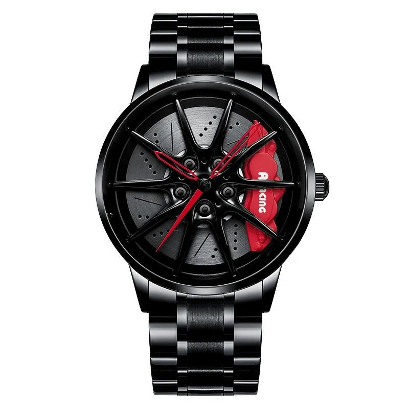 Svj Watch RAYS-G25 skeleton watch with steel case and black belt, showing mineral glass mirror and butterfly buckle
