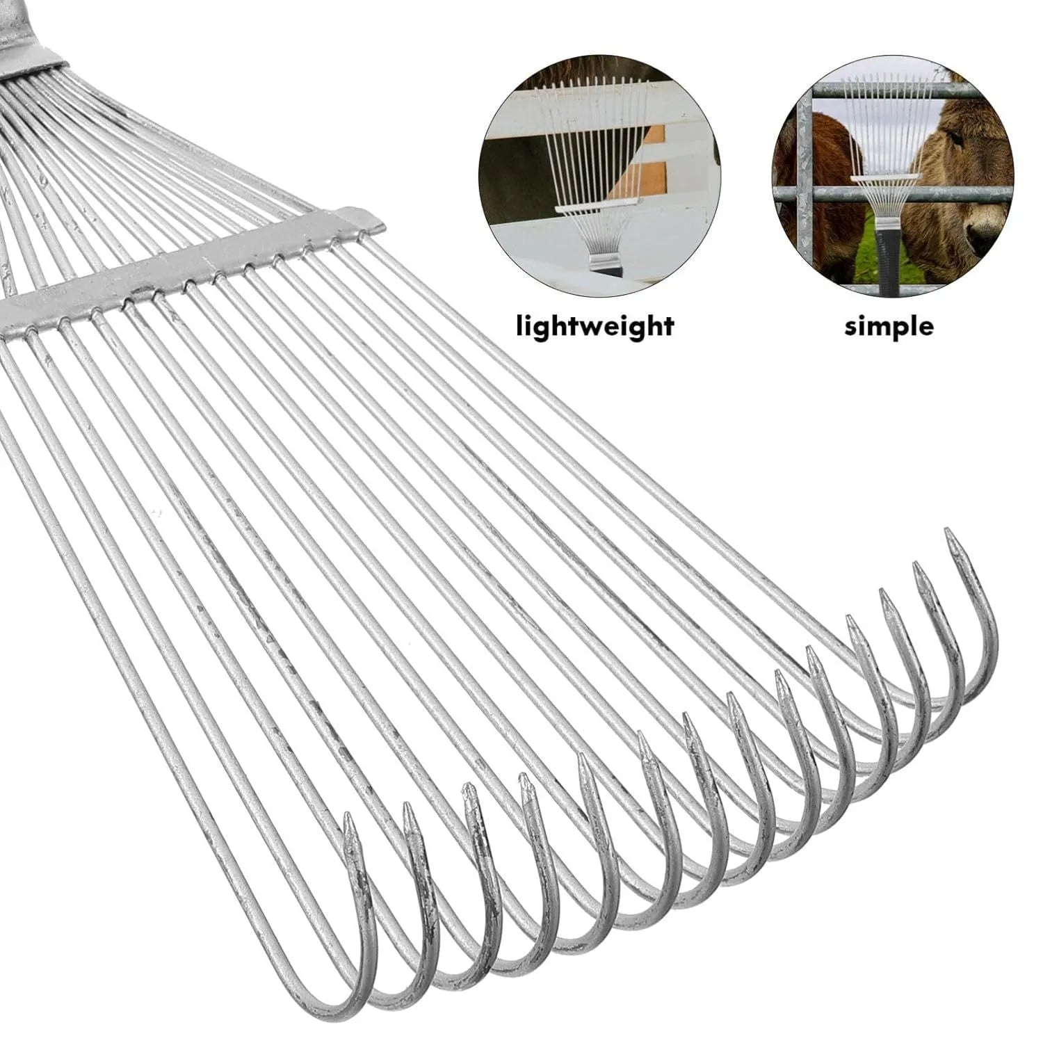 Black stainless steel pet grooming rake comb 33cm long for horses and dogs