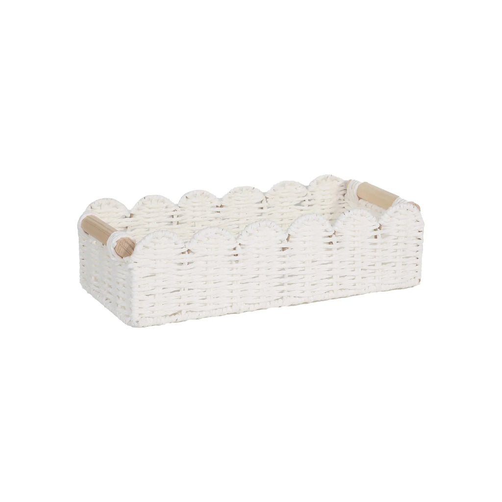 Paper woven storage basket in modern simplicity style, dimensions 35.5cm long x 16cm wide x 10cm high