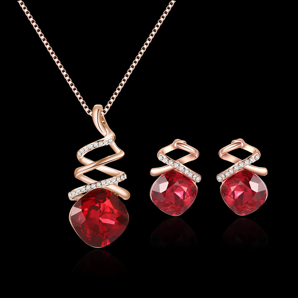 Women's alloy bridal jewellery set with adjustable necklace and matching earrings.