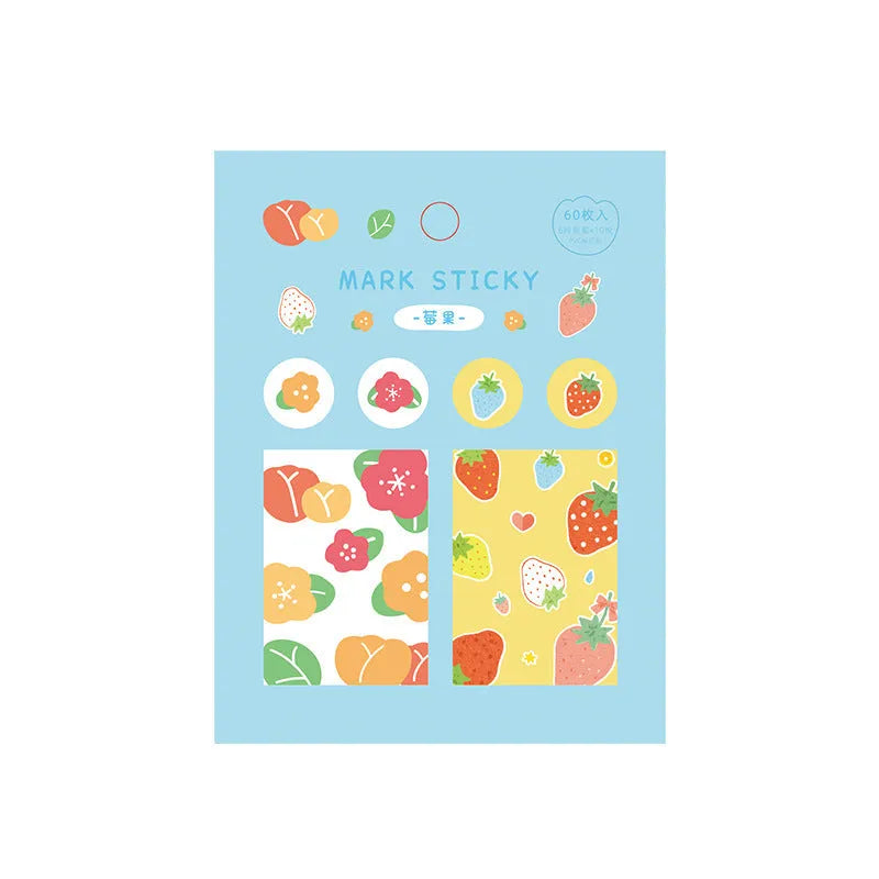 Sweet Notes PVC index stickers in various colours showing 15mm by 50mm size.