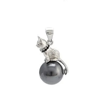 925 sterling silver cat pendant necklace with clavicle chain in D2113 or D2114 styles