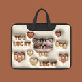 PU leather inflatable laptop bag with suitcase handle strap in a cute panda print design.