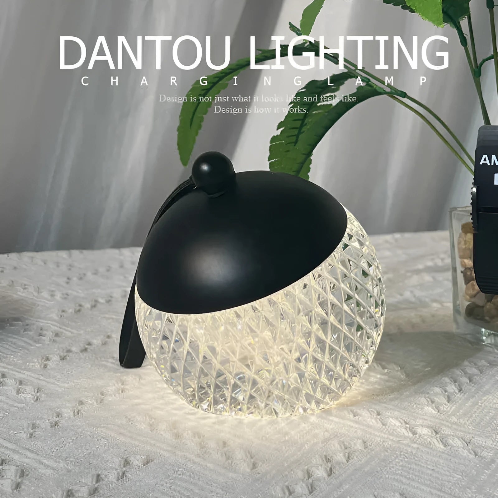 Portable dimmable night lamp with touch controls and minimalist design