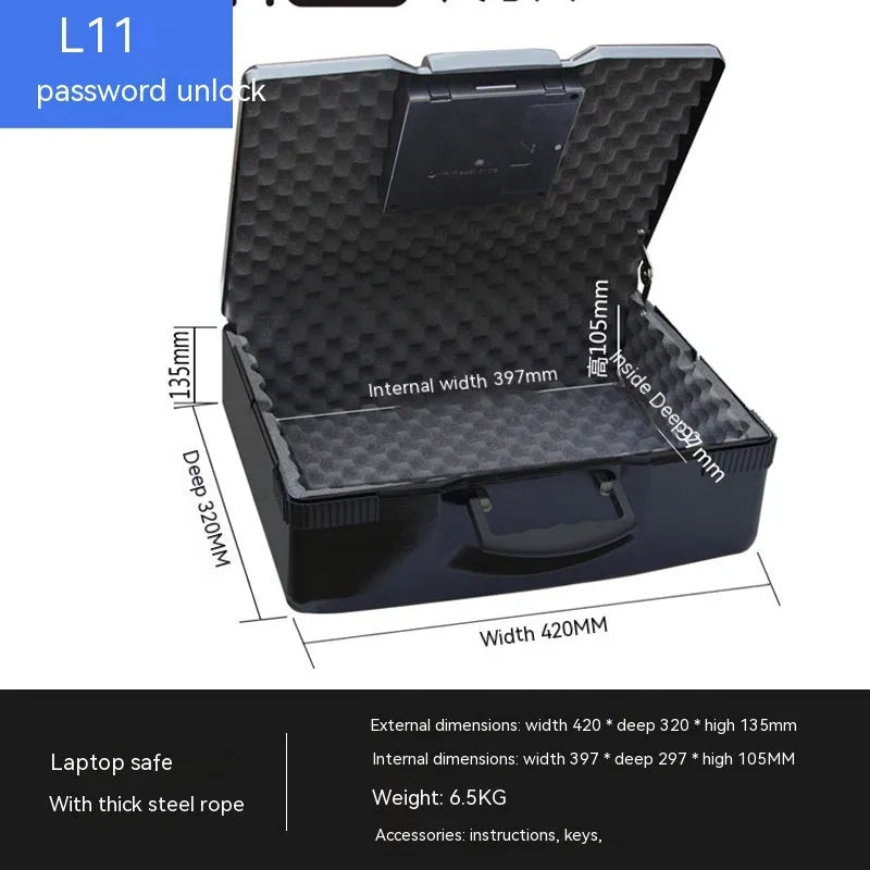 Compact L12 model mechanical safe box made from grey youjingang steel.