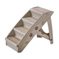Foldable plastic ladder for small dogs and cats with non-slip mat in beige colour
