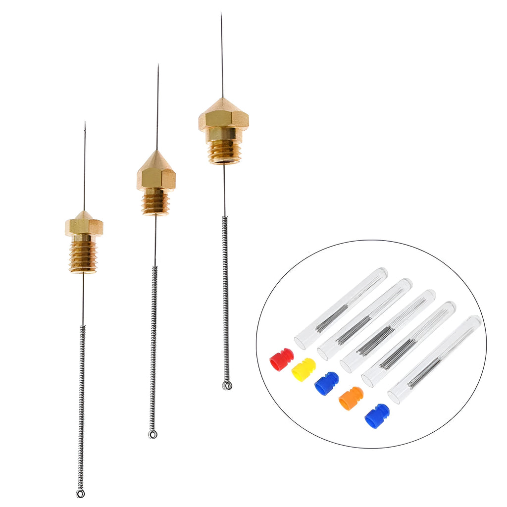 E3D Mk8 3D printer nozzle cleaning needles in five diameters with ten needles per pack