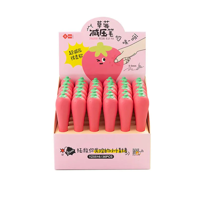 Cartoon cactus decompression gel pen with 0.5mm tip in colourful design on white background