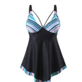 Plus size green two-piece bikini swimsuit with sleeveless top and briefs bottom for swimming sports