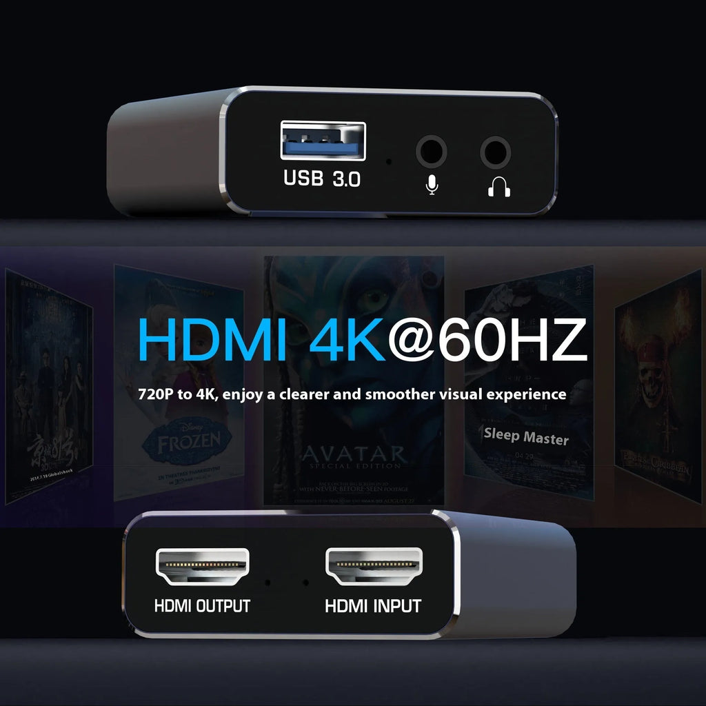 Black MS2131 chip 4K gaming set-top box with USB data collection port