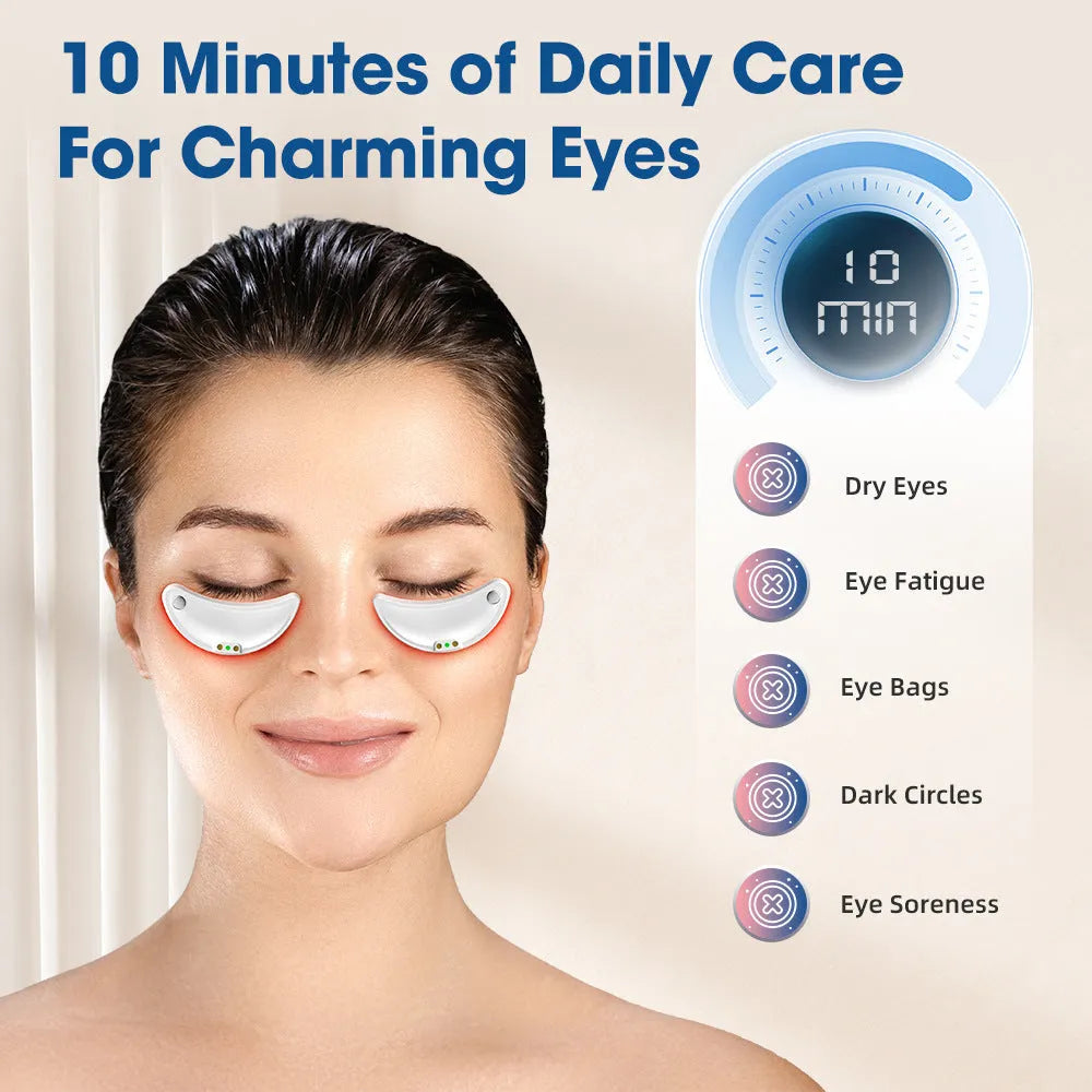 White wireless red light EMS eye and facial beauty massager device