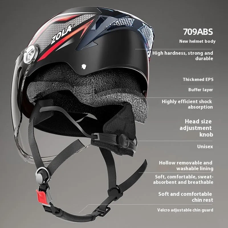 3C certified motorcycle half helmet with double mirror sun visor in light brown colour