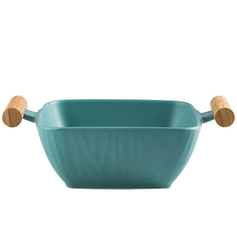 Creative irregular shaped porcelain bowl with lid in black, green, pink, or white colour.