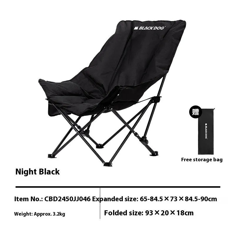 Night Black Oxford cloth camping recliner folding chair in moon chair style