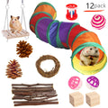 Assorted wooden chew toys and natural fibre balls for small pets like rabbits and guinea pigs