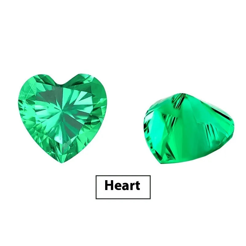 Columbia green cultivated emerald gemstones showing round and grandmother cut shapes in multiple sizes