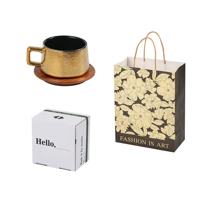 Office afternoon tea gift tumbler set with gold or silver gift box, 250ml capacity cup