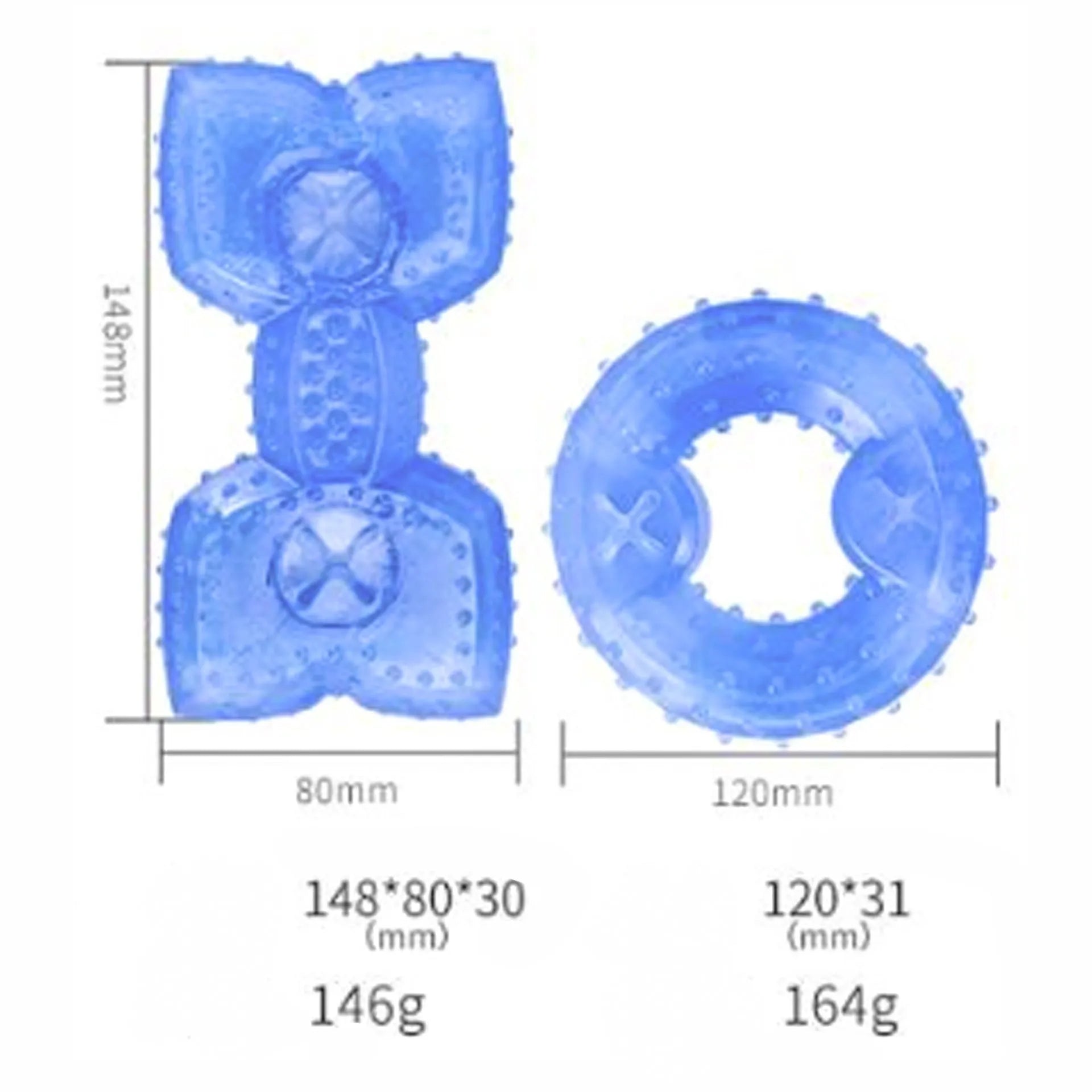 Freezable dog cooling chew toy in bone and circle shapes for teething puppies and anxiety relief.