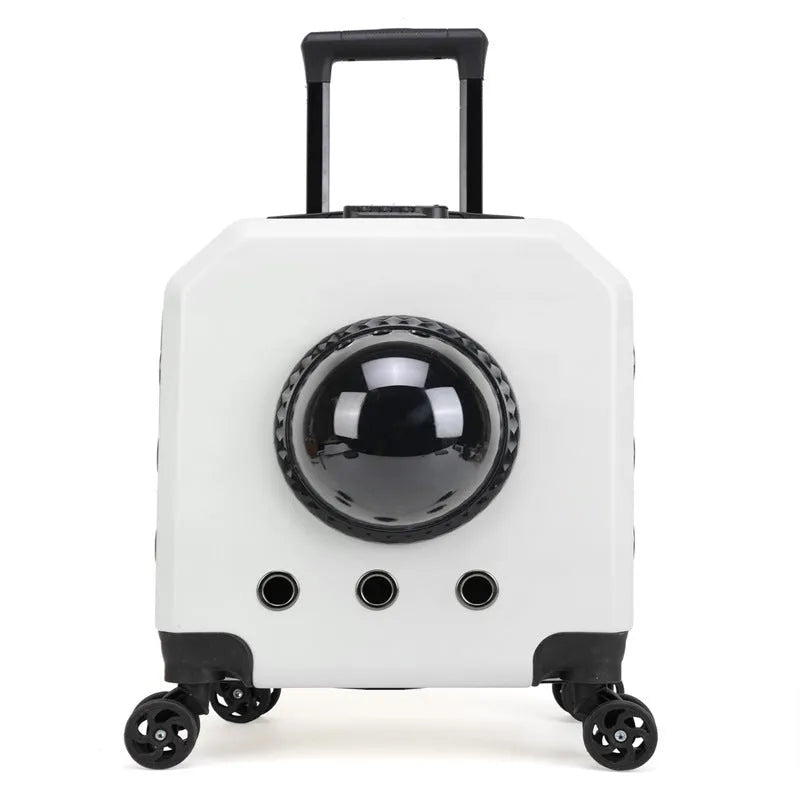 Hard PVC pet flight trolley case for cat air travel in pink, burgundy, white or orange