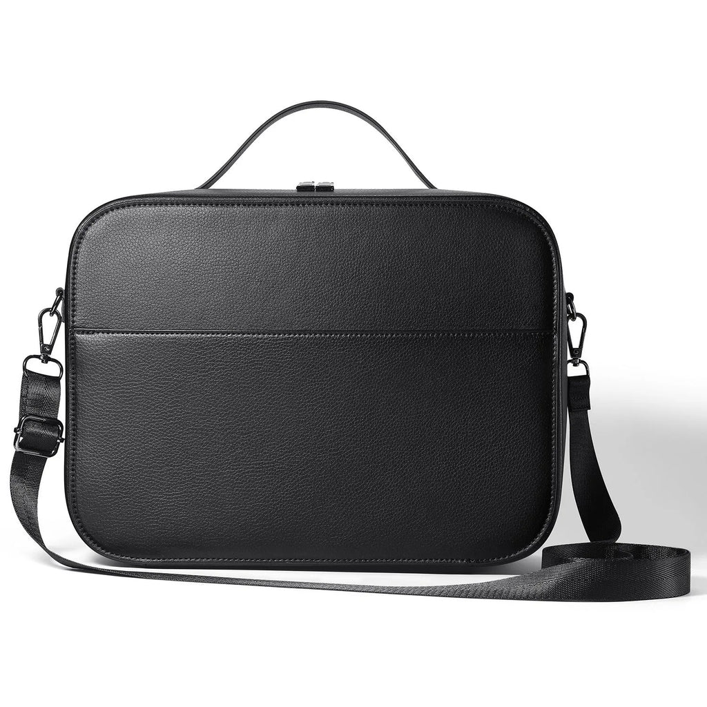 Vision Pro MR headset storage box in black Superfiber material showing interior dimensions