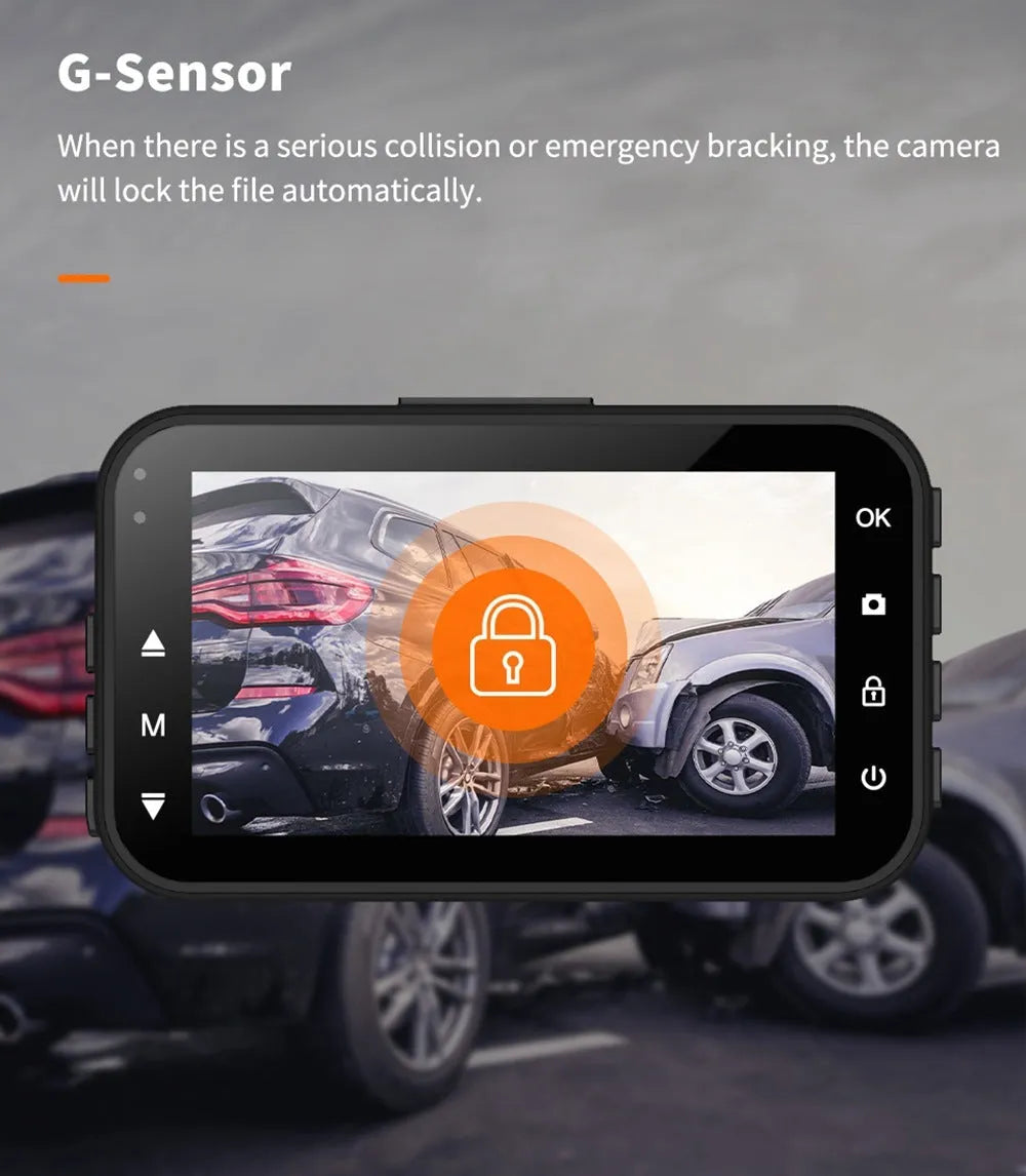 ThiEYE front and rear dash cam with 3-inch screen, suction mount, and rear waterproof camera