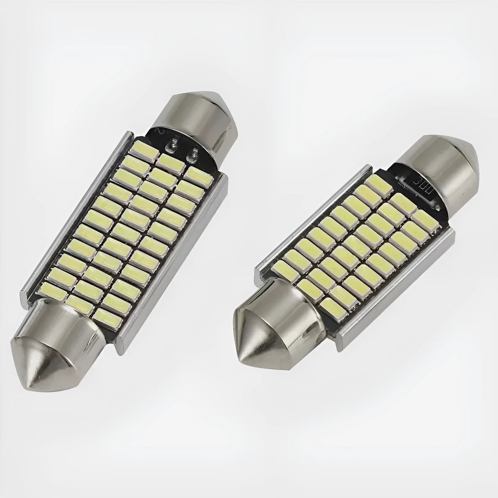 White aluminium car roof light with double tip design for reading and licence plate illumination