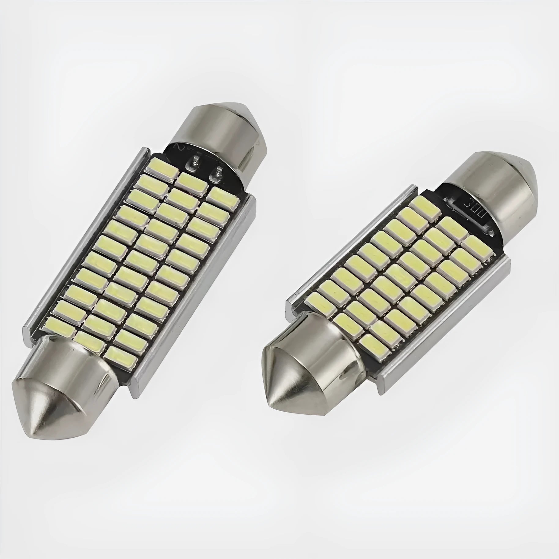 White aluminium car roof light with double tip design for reading and licence plate illumination