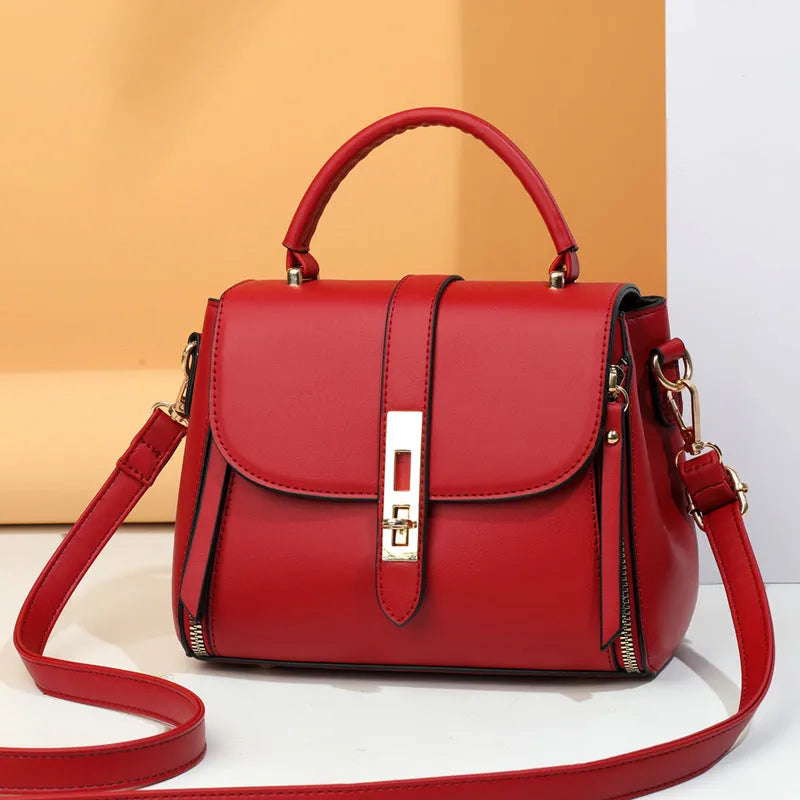 Women's soft PU leather shoulder bag in square vertical messenger style
