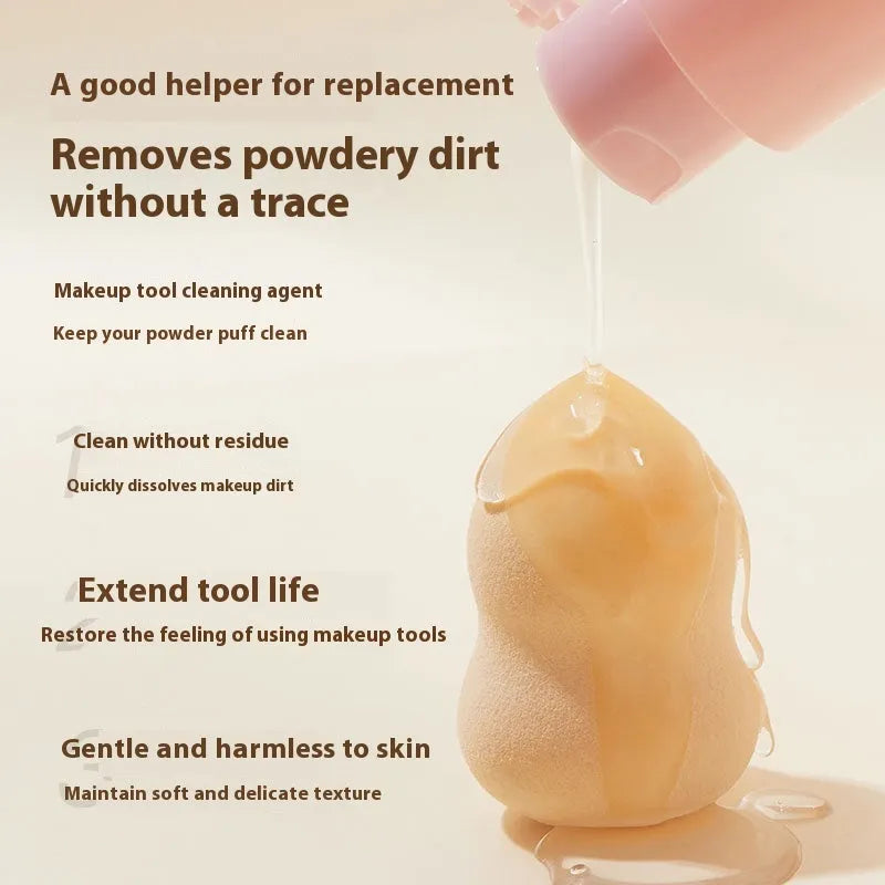 Makeup brush cleaner kit with 80ml detergent and 75ml no-rinse spray for beauty blenders